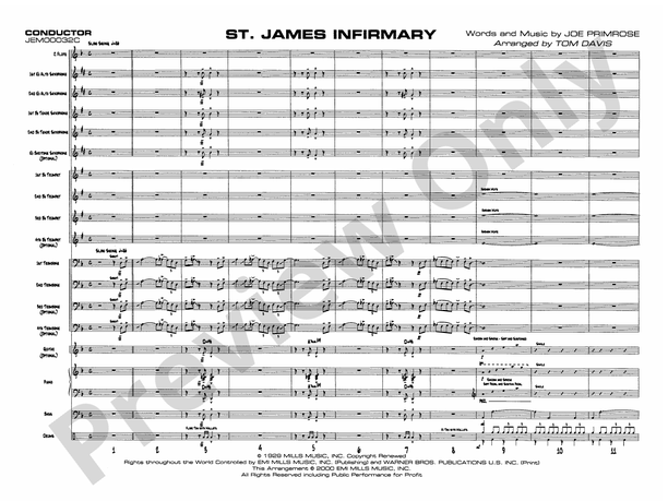 St. James Infirmary (Arr. Tom Davis) - Jazz Ensemble Conductor Score & Parts (Digital Download)