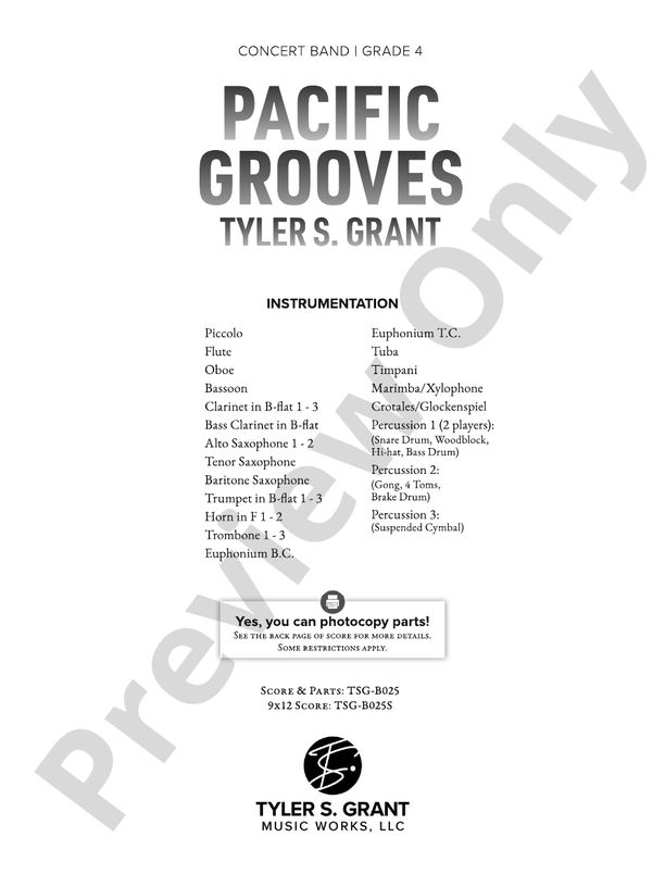 Pacific Grooves - Concert Band Conductor Score & Parts (Digital Download)