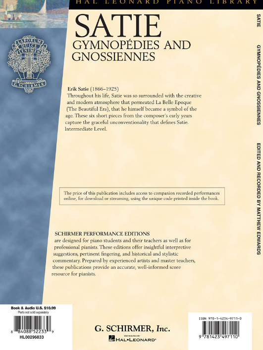Satie - Gymnopedies & Gnossiennes - Piano/Audio Access Online Schirmer 296833