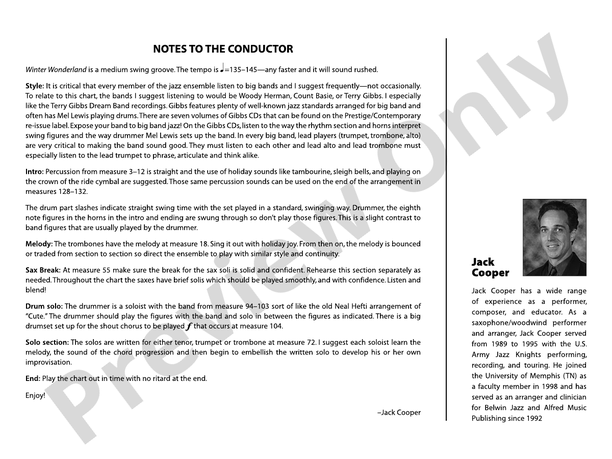 Winter Wonderland (Grade 3) - Jazz Ensemble Conductor Score & Parts (Digital Download)