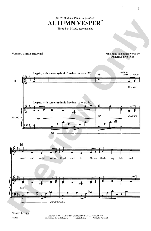 Autumn Vesper – 3-Part Mixed Choral Octavo (Digital Download)