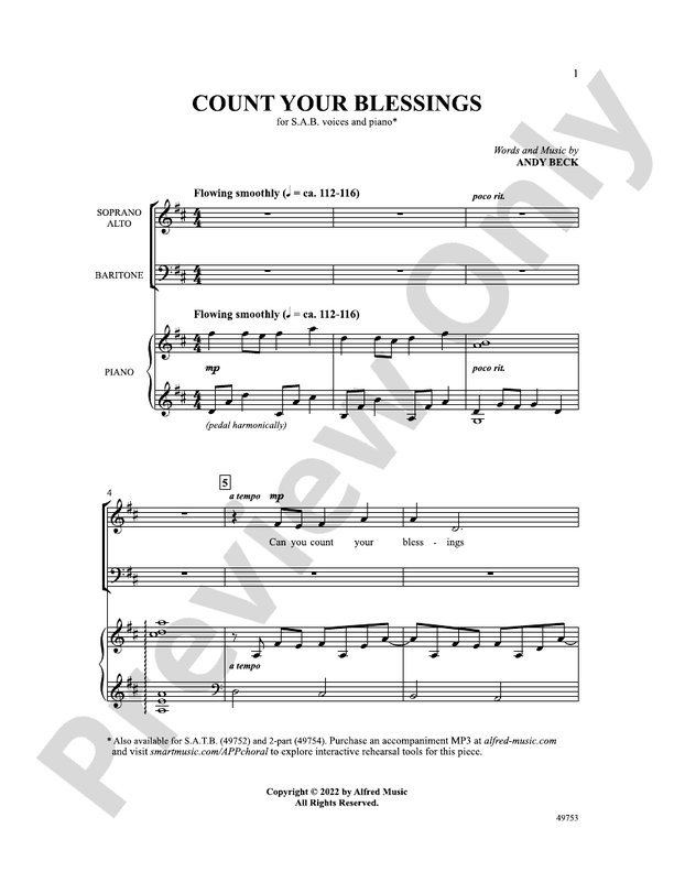 Count Your Blessings - SAB Choral Octavo (Digital Download)