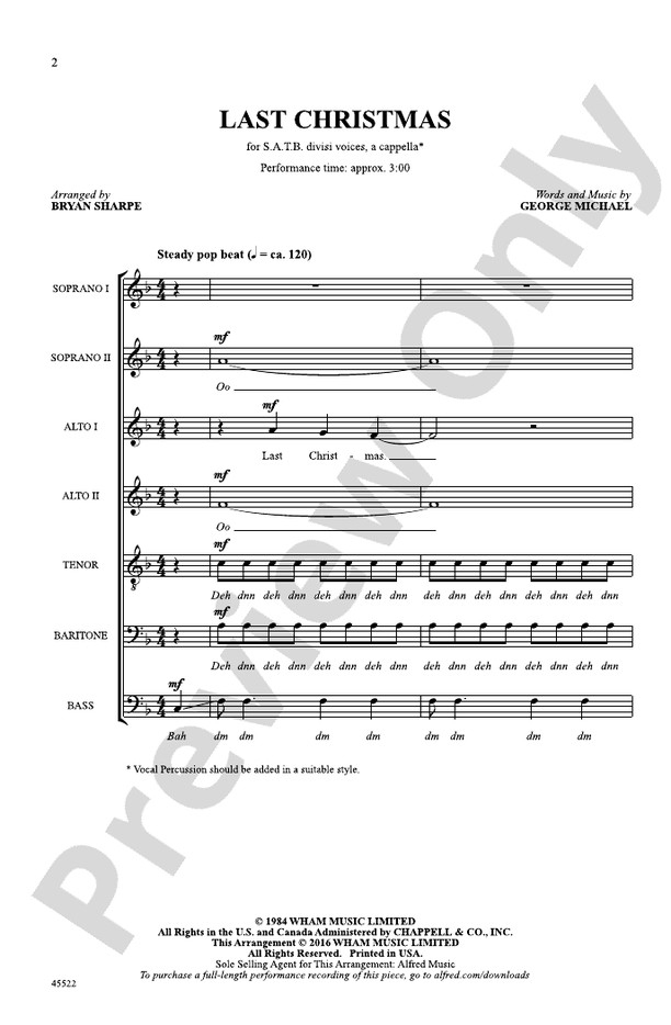 Last Christmas – SATB, a cappella Choral Octavo (Digital Download)
