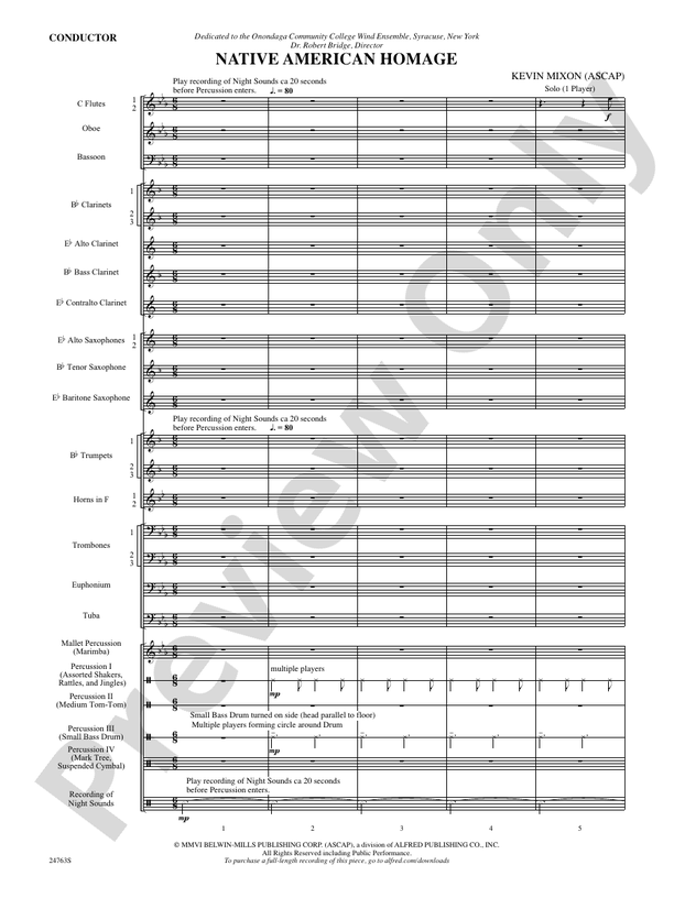 Native American Homage - Concert Band Conductor Score & Parts (Digital Download)