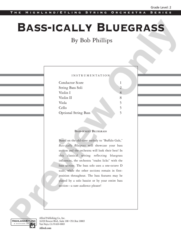 Bass-ically Bluegrass – String Orchestra Conductor Score & Parts (Digital Download)