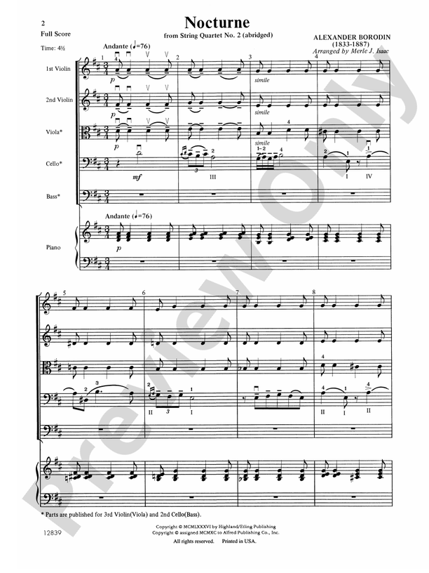 Nocturne – String Orchestra Conductor Score & Parts (Digital Download)