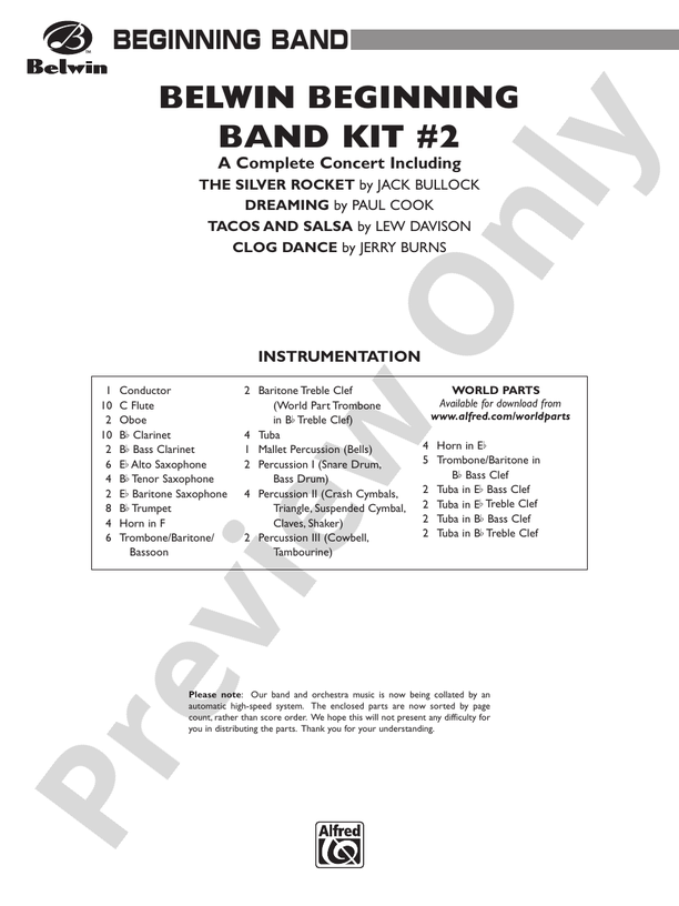Belwin Beginning Band Kit #2 - Concert Band Conductor Score & Parts (Digital Download)