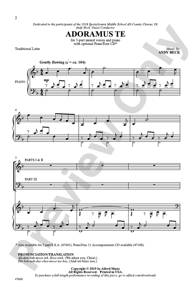 Adoramus Te - 3-Part Mixed Choral Octavo (Digital Download)