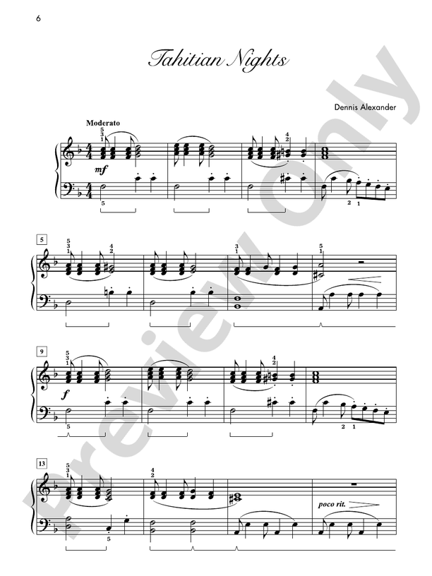 Tahitian Nights  - Piano Solo (Digital Download)