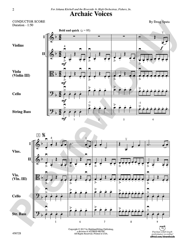 Archaic Voices - String Orchestra Conductor Score & Parts (Digital Download)