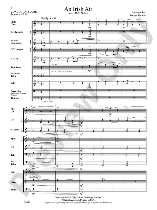 An Irish Air - Concert Band Conductor Score & Parts (Digital Download)