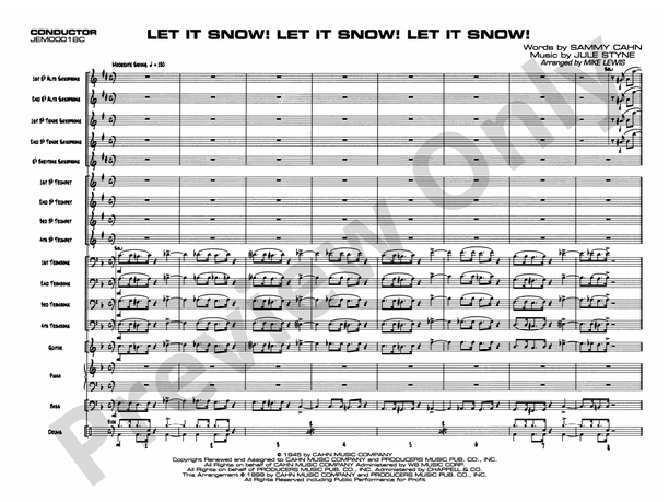 Let It Snow! Let It Snow! Let It Snow! (Arr. Mike Lewis) - Jazz Ensemble Conductor Score & Parts (Digital Download)