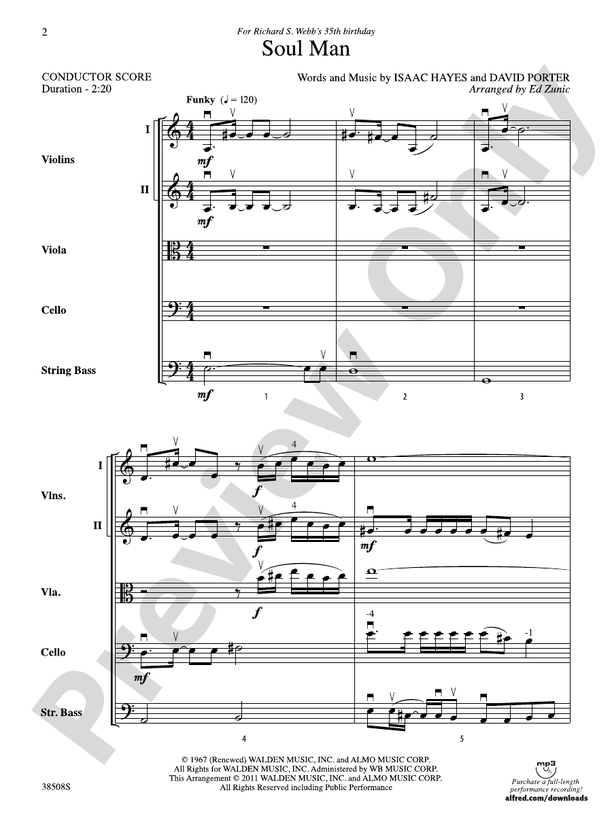 Soul Man - String Orchestra Conductor Score & Parts (Digital Download)