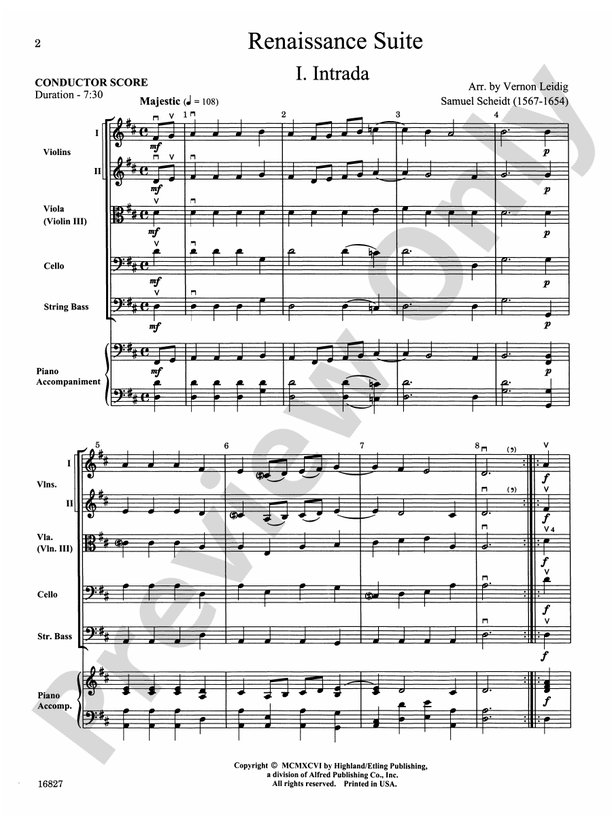 Renaissance Suite – String Orchestra Conductor Score & Parts (Digital Download)