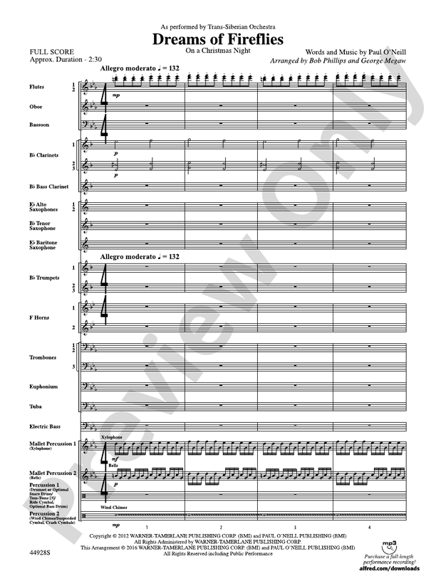 Dreams of Fireflies (On a Christmas Night) - Concert Band Conductor Score & Parts (Digital Download)