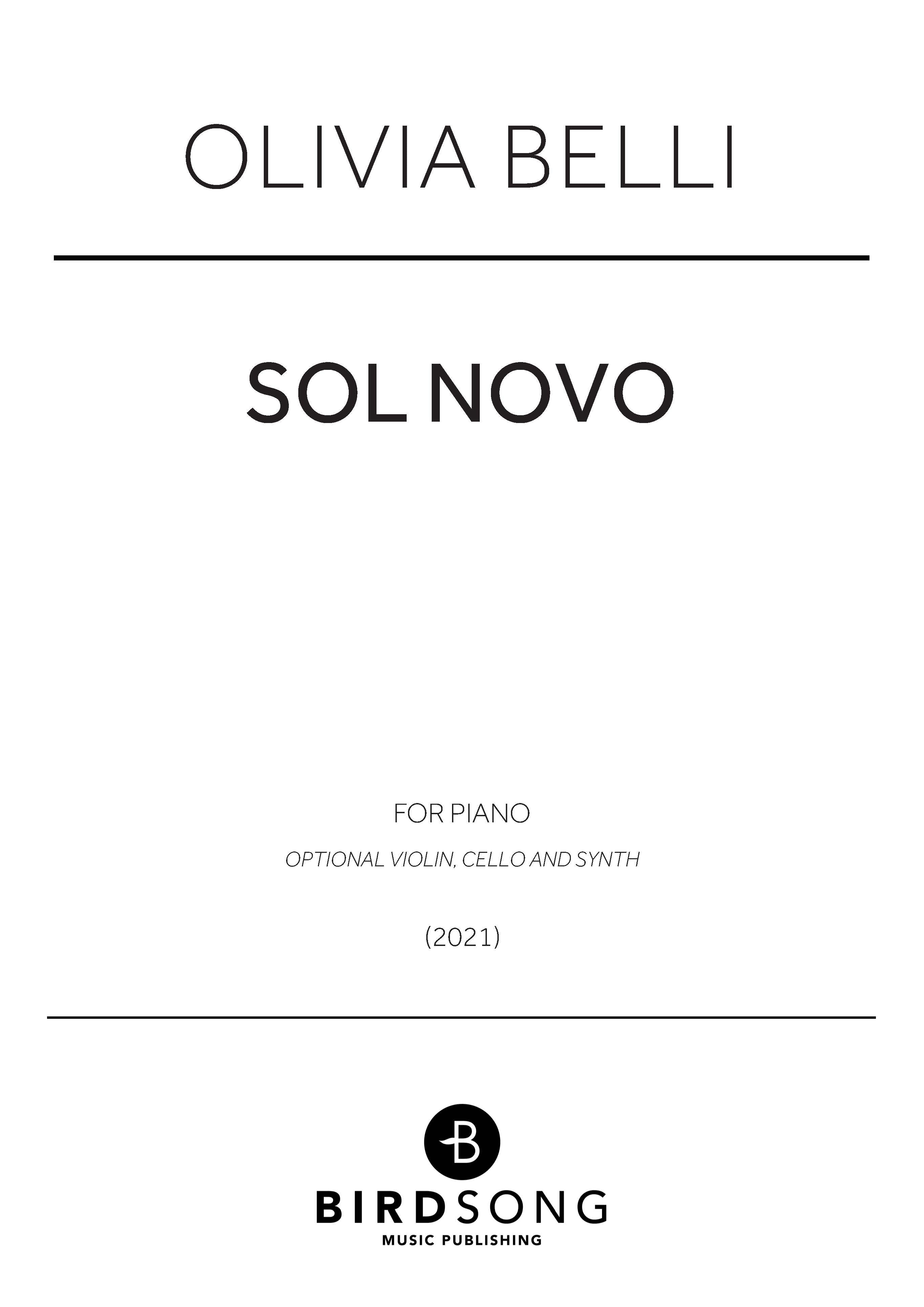 Belli - Sol Novo - Piano Solo (Digital Download)