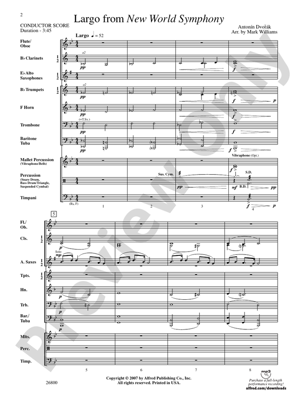 Largo from New World Symphony - Concert Band Conductor Score & Parts (Digital Download)