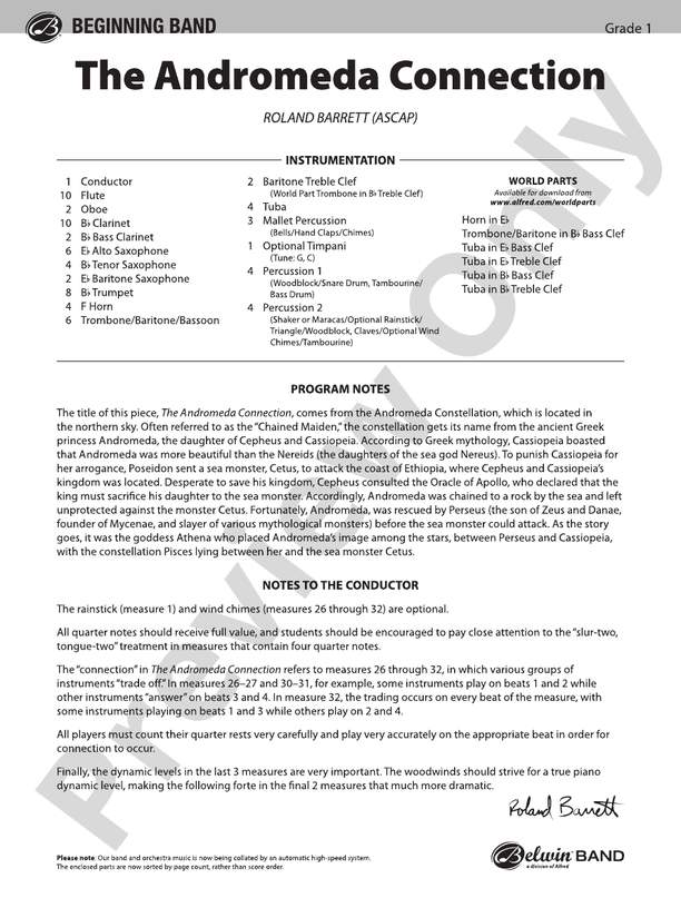 The Andromeda Connection - Concert Band Conductor Score & Parts (Digital Download)