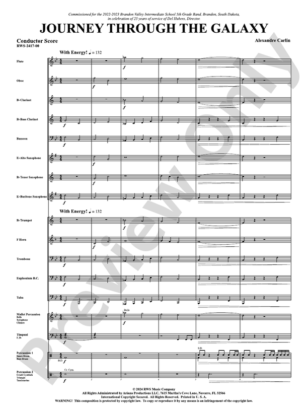 Journey Through the Galaxy - Concert Band Conductor Score & Parts(Digital Download)
