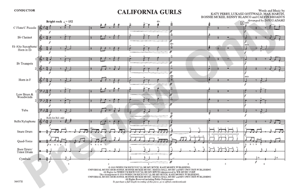 California Gurls – Marching Band Conductor Score & Parts (Digital Download)