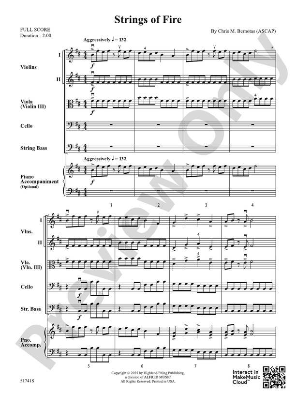 Strings of Fire - String Orchestra Conductor Score & Parts (Digital Download)