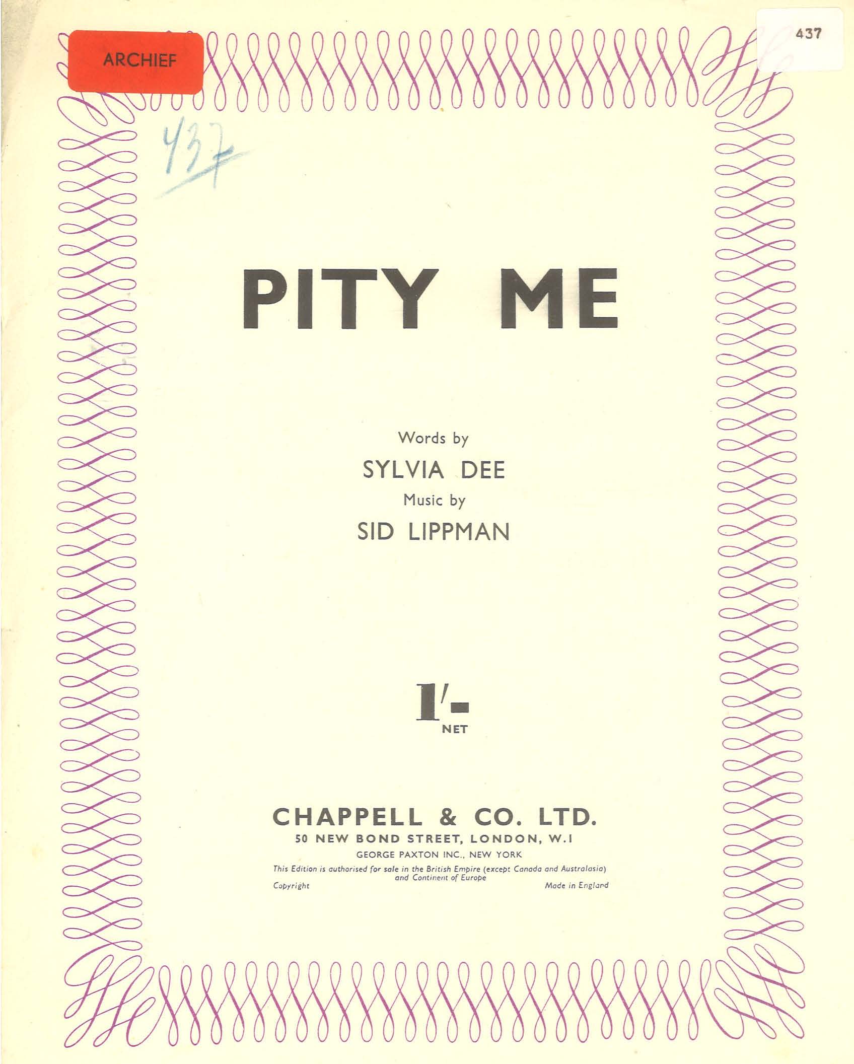 Pity Me - Vocal/Piano (Digital Download)