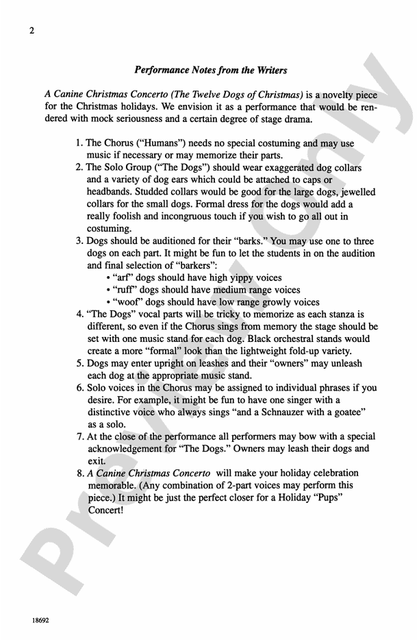 A Canine Christmas Concerto (The 12 Dogs of Christmas) - 2-Part Choral Octavo (Digital Download)