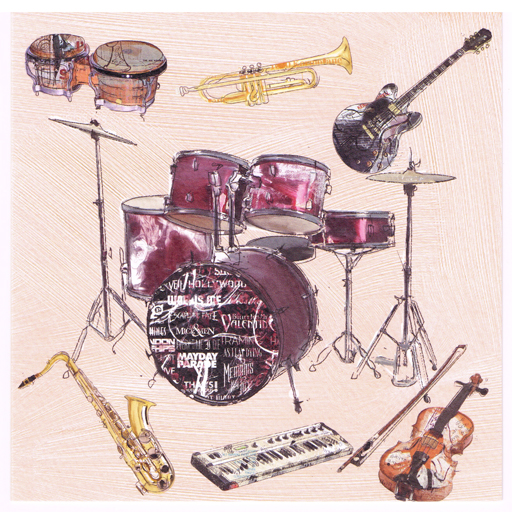 Greeting Card - Hand Drawn Band Instruments