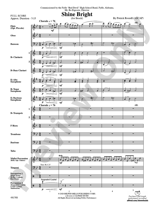 Shine Bright - Concert Band Conductor Score & Parts (Digital Download)