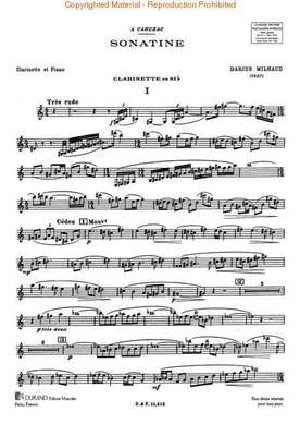 Sonatine - Darius Milhaud - Clarinet Durand Editions Musicales