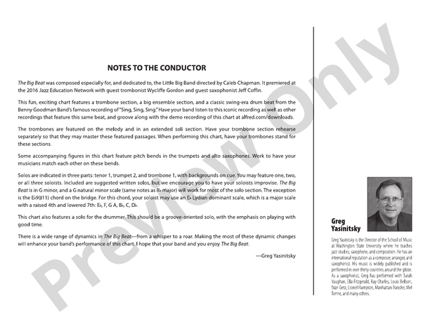 The Big Beat – Jazz Ensemble Conductor Score & Parts (Digital Download)