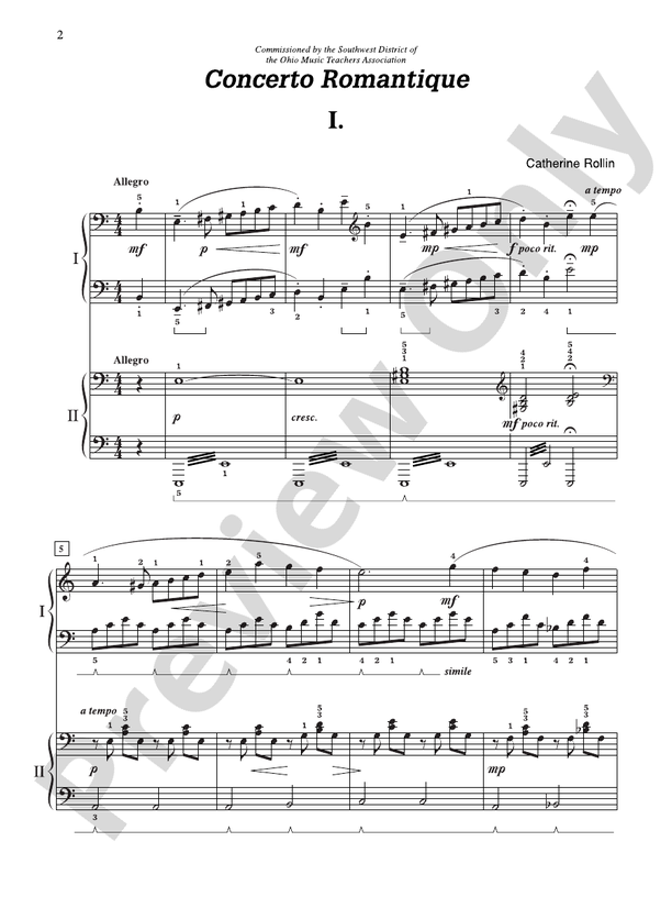 Concerto Romantique: In Three Movements for Solo Piano with Piano Accompaniment - 2 Pianos, 4 Hands (Digital Download)