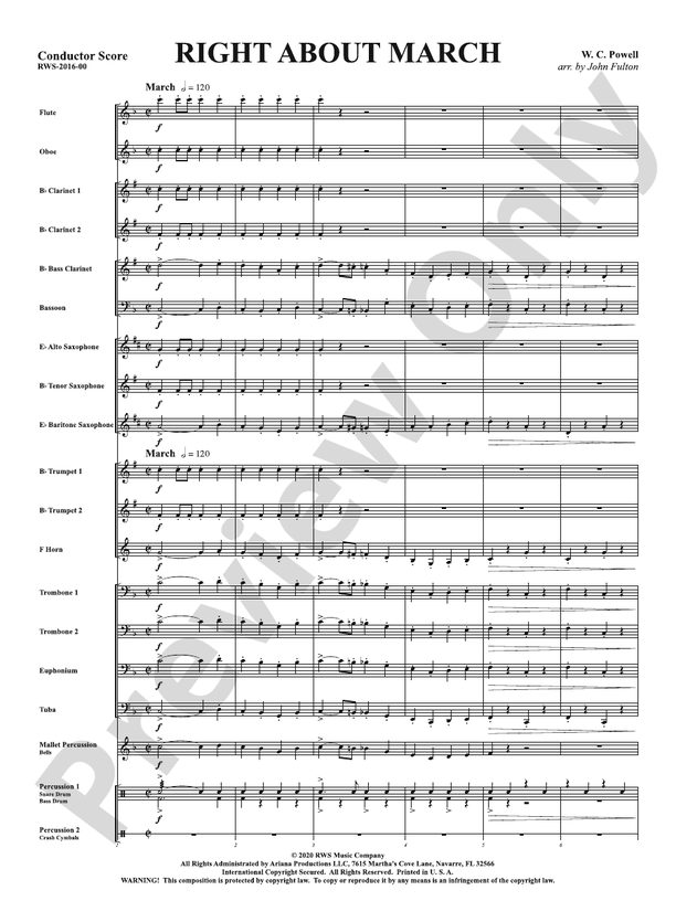 Right About March - Concert Band Conductor Score & Parts (Digital Download)