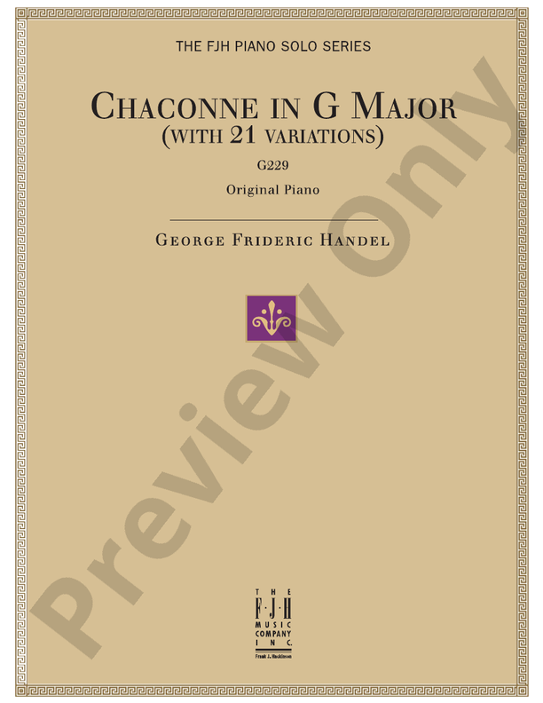 Handel - Chaconne in G Major, G 229 - Piano (Digital Download)