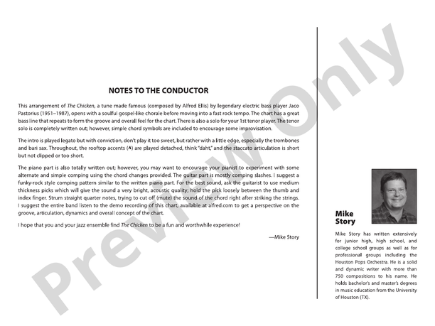 The Chicken (Grade 1) - Jazz Ensemble Conductor Score & Parts(Digital Download)
