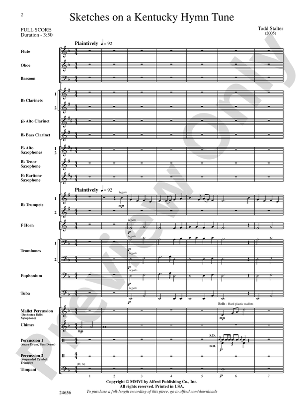 Sketches on a Kentucky Hymn Tune - Concert Band Conductor Score & Parts (Digital Download)
