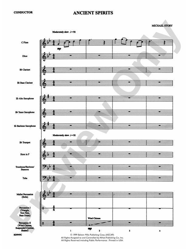 Ancient Spirits - Concert Band Conductor Score & Parts (Digital Download)