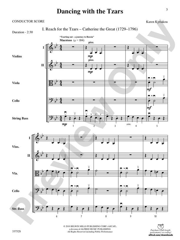 Dancing with the Tzars – String Orchestra Conductor Score & Parts (Digital Download)