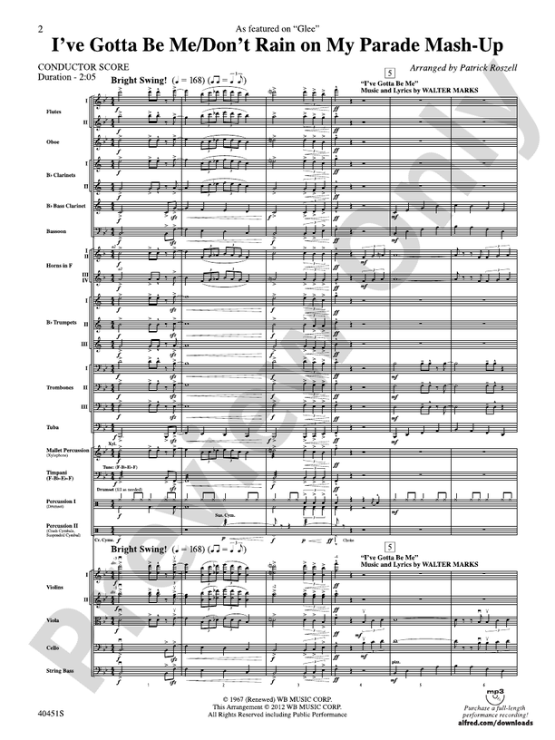 I’ve Gotta Be Me / Don’t Rain on My Parade Mash-Up – Full Orchestra Conductor Score & Parts (Digital Download)