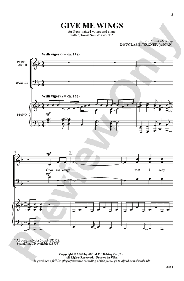 Give Me Wings – 3-Part Mixed Choral Octavo (Digital Download)