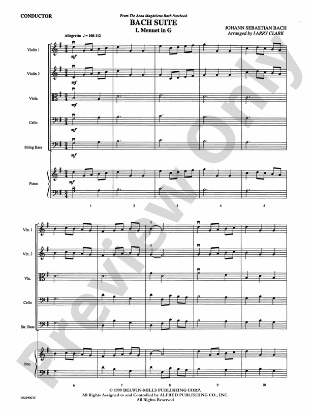 A Bach Suite – String Orchestra Conductor Score & Parts (Digital Download)