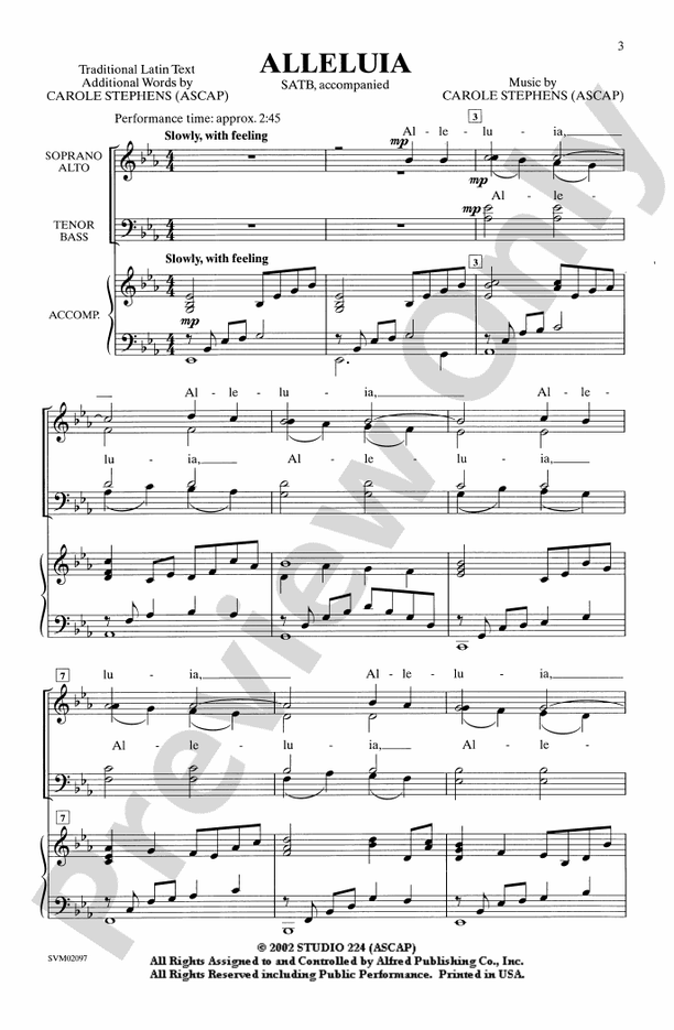 Alleluia - Carole Stephens - SATB Choral Octavo (Digital Download)