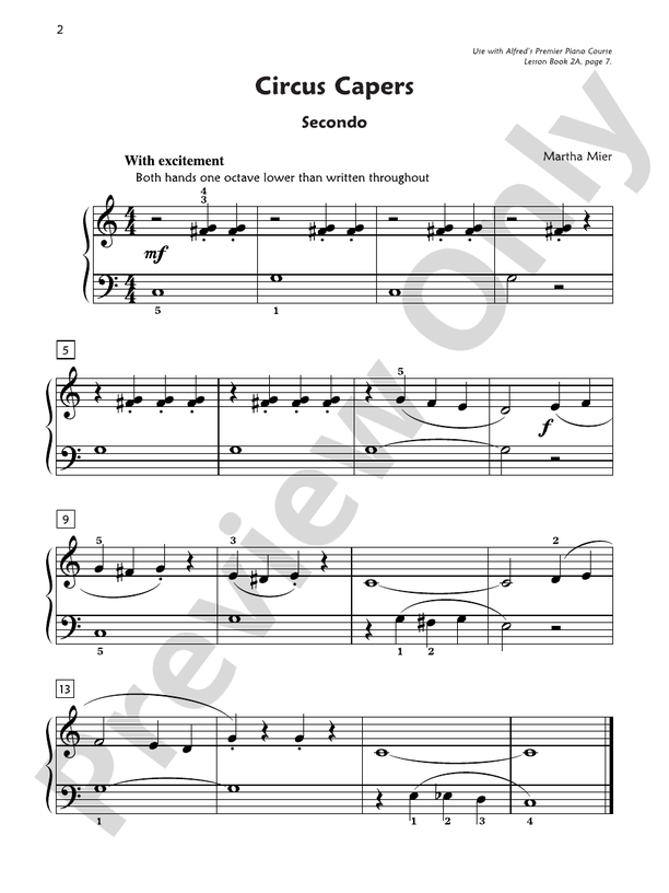Premier Piano Course, Duet 2A - 1 Piano, 4 Hands (Digital Download)
