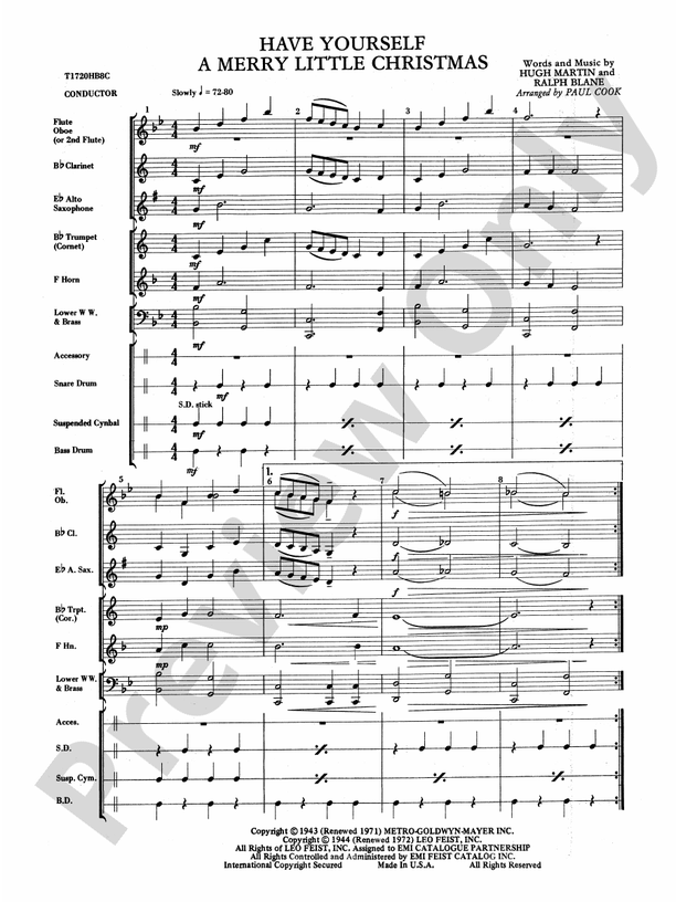 Have Yourself a Merry Little Christmas - Concert Band Conductor Score & Parts (Digital Download)