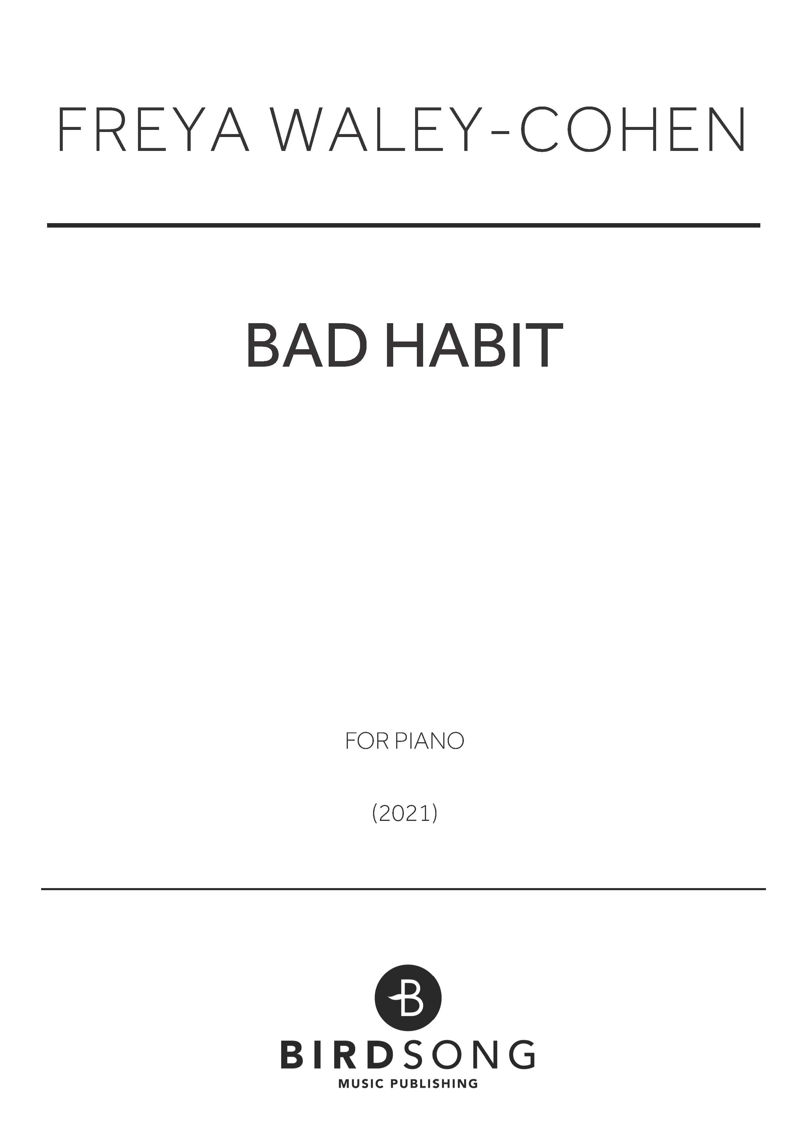 Waley-Cohen - Bad Habit - Piano Solo (Digital Download)