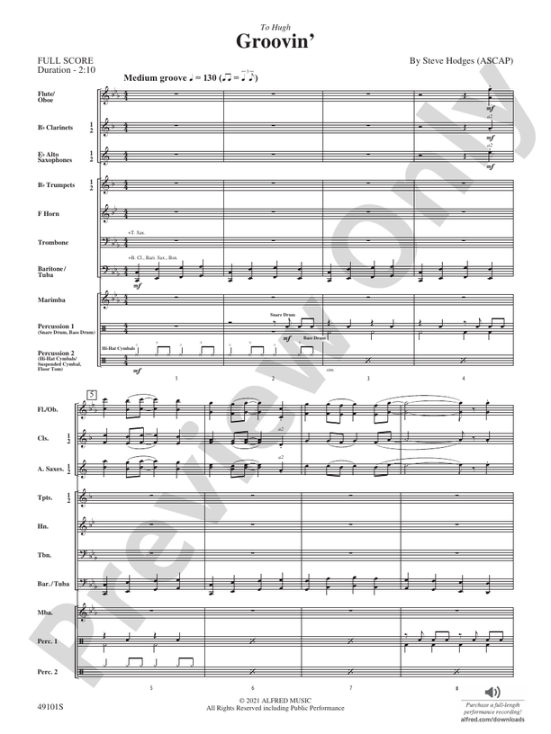 Groovin' - Concert Band Conductor Score & Parts (Digital Download)