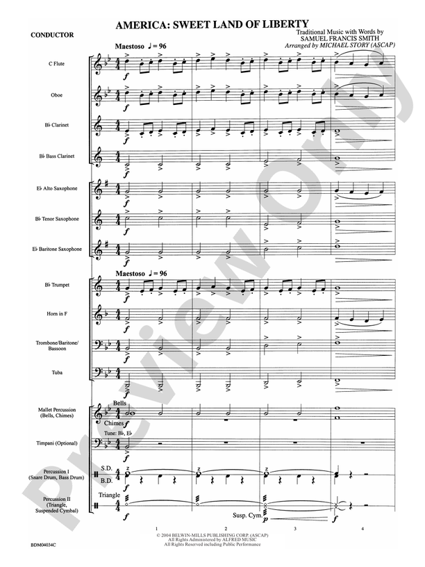 America: Sweet Land of Liberty - Concert Band Conductor Score & Parts (Digital Download)