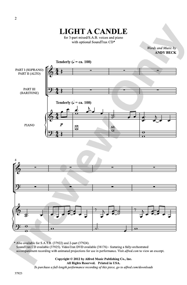 Light a Candle – 3-Part Mixed / SAB Choral Octavo (Digital Download)
