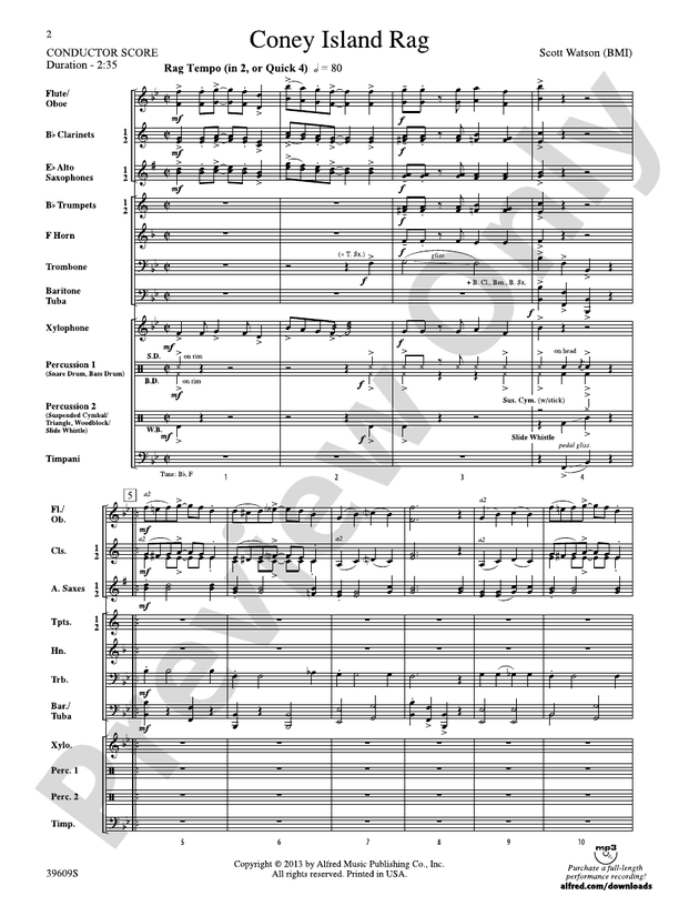 Coney Island Rag - Concert Band Conductor Score & Parts (Digital Download)