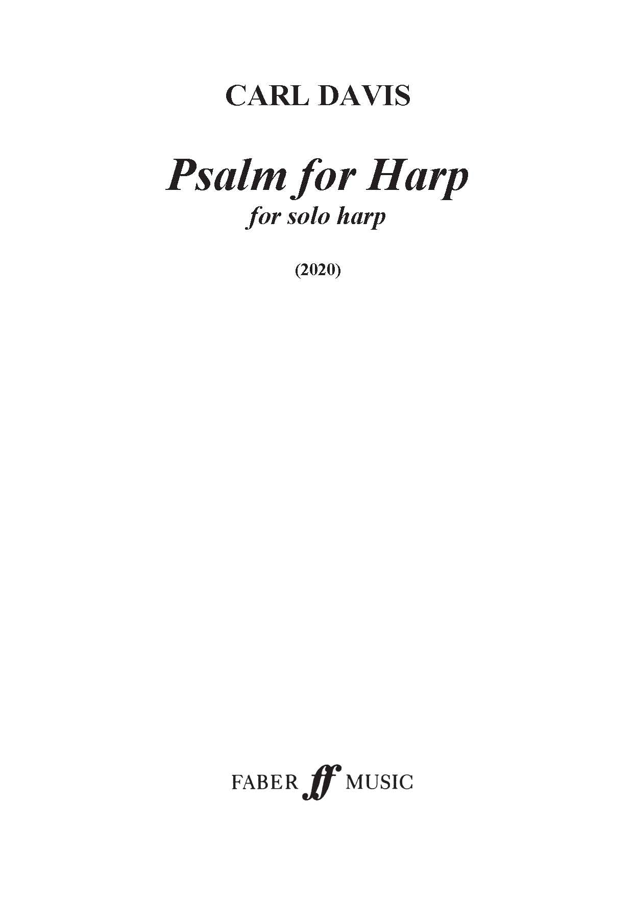 Psalm For Harp - Carl Davis - Harp (Digital Download)